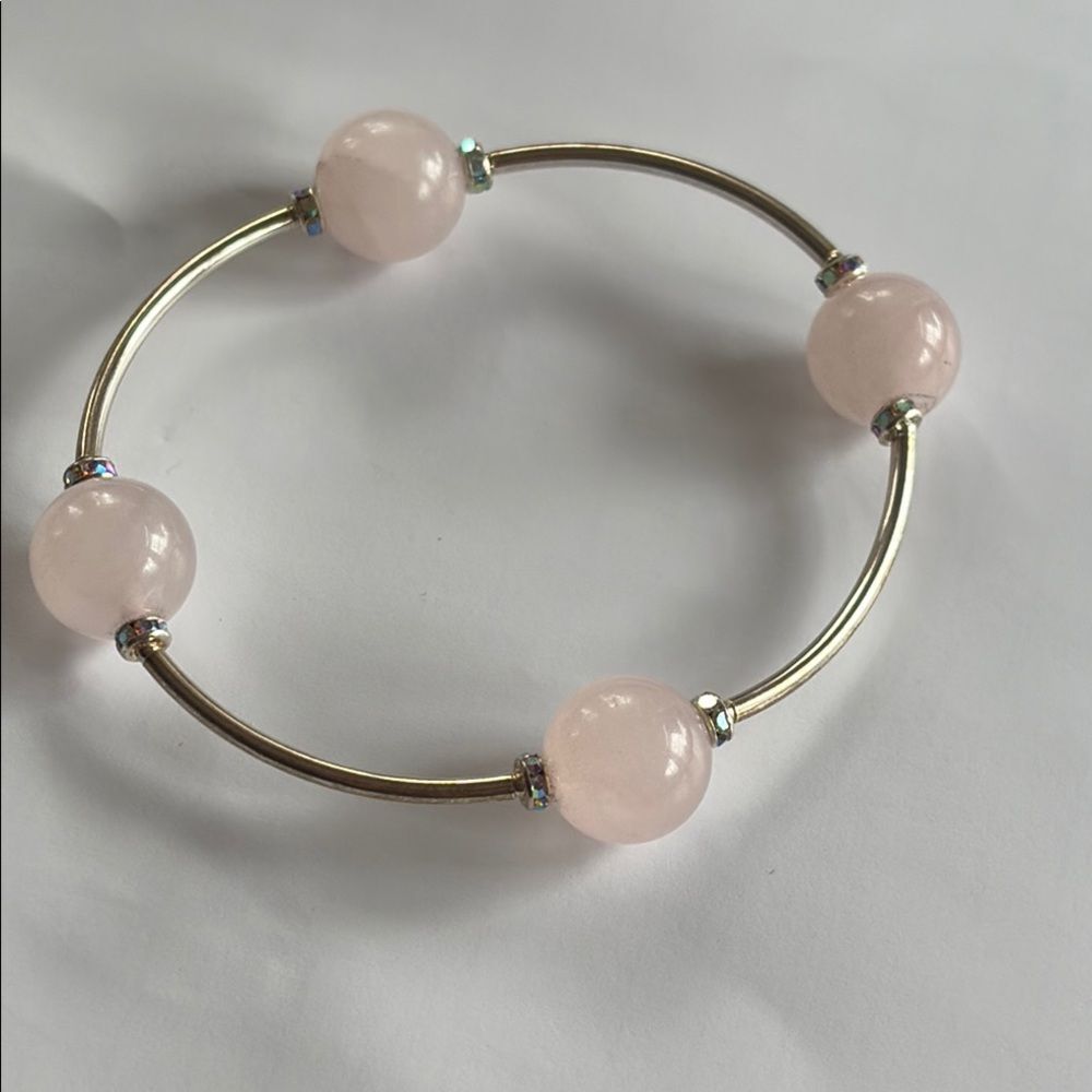 Elegant Pink Glass Bead Stretch Bracelet